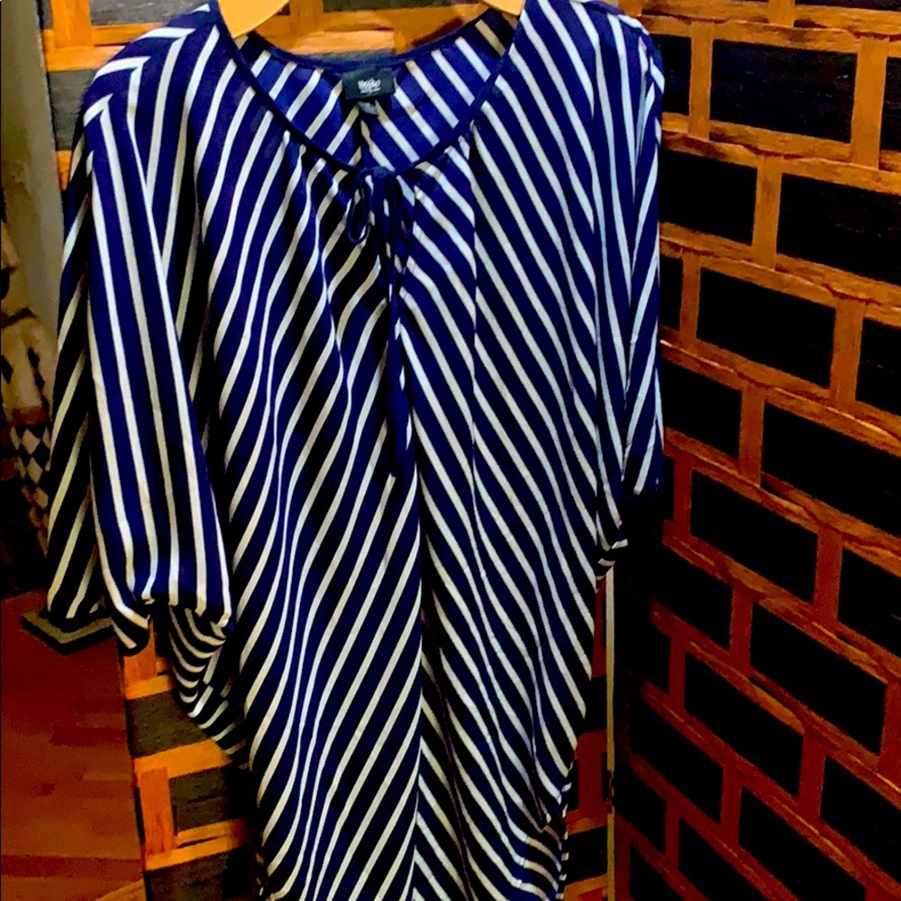 Navy and white striped blouse